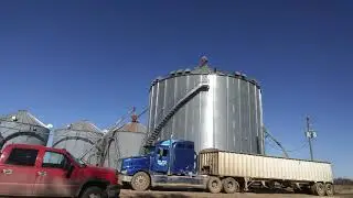 Grain bin unloading with built in auger