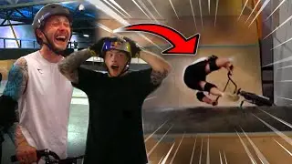 Gymnasts try OLYMPIC SCOOTER & BMX RIDING