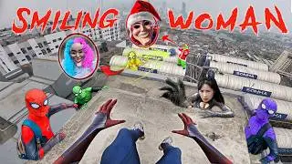 7 SPIDERMAN Vs SMILING WOMAN REAL LIFE ESCAPE 298.0 (Horror Parkour Pov Short) | Epic POV