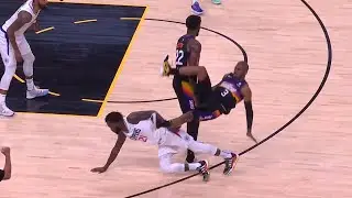 Chris Paul on the ground injured and Patrick Beverley is mocking him and laughing 🤦&zwj;♂️
