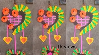 A beautiful wall hanging || Love shape || Flower wall hanging || Craft World || 🎨 #wallhanging 