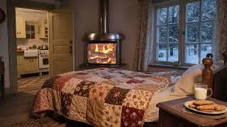 Cozy Fireplace in a Small Winter Cottage | Sleep & Relax