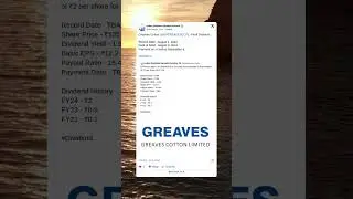 Greaves Cotton Ltd has fixed record date for final dividend for FY24. #StockMarket #News #Dividend