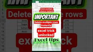 Delete multiple rows | excel | excel tips #shortsfeed #shorts