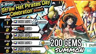4* of SHOWN Strawhats ONLY! 200 💎 Straw Hat Pirates Day Summon! | ONE PIECE Bounty Rush (OPBR)