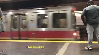 A MBTA Red Line Train arrives at Harvard Square, MA