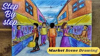 Market Scenery Drawing - Memory Drawing @VipulSwamiArts