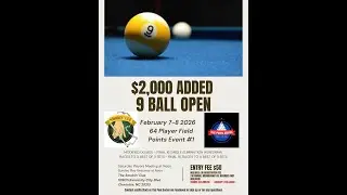 The Pool Series  - 2026 Event #1  -  Final 16 - 9 Ball - The Smokin' Cue