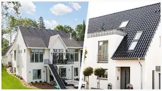75 White Exterior Home With A Black Roof Design Ideas You'll Love ☆