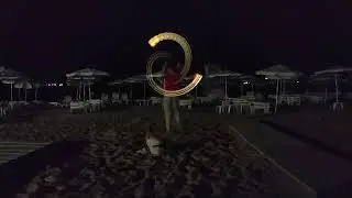 Minha Galera LED Poi freeflow in Приморско Learning and exploring at the beach with my dog