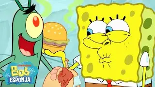 Bob Esponja | &iexcl;Plankton falla 10 minutos con la Cangreburger! 🍔 | Bob Esponja en Espa&ntilde;ol