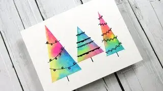 The card that didn't make the cut (Psychedelic Watercolor Trees)