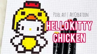 Hello Kitty Chicken Costume. ArtCreation Pixel Art.