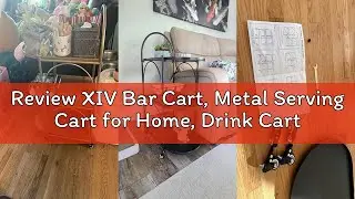 Review XIV Bar Cart, Metal Serving Cart for Home, Drink Cart, Rolling Beverage Cart with Lockable Wh