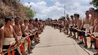 Stone pulling in Commemoration of 75th anniversary of Christianity at Phusachodu Village