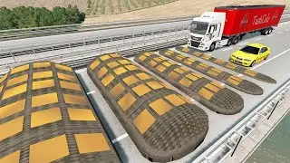 Cars vs Growing Speed Bumps &ndash; BeamNG.Drive