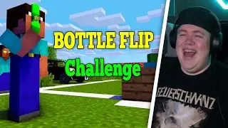 BOTTLE FLIP Challenge and Stupid Jokes in Minecraft | REAKTION