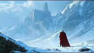 a lone knight in the snow