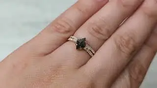 1Ct Kite Rhombus Cut Wedding Set in Rose Gold , Salt and Pepper Bridal Set, Salt and pepper Kite Cut