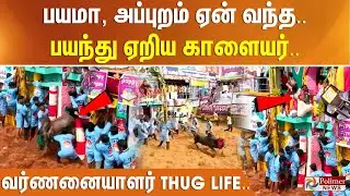 பயமா, அப்புறம் ஏன் வந்த.. பயந்து ஏறிய காளையர்.. வர்ணனையாளர் THUG LIFE..