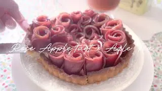 [☕︎Tea Pairing Sweets] Rose Apple Tart - Port Wine Compote &times; Apple Cinnamon Iced Tea | No voice