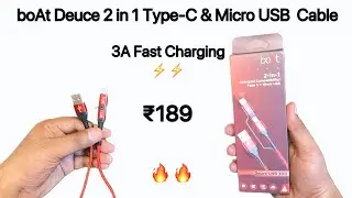 Boat Deuce 300 Micro USB Charging Cable | 3A Fast Charging & Data Sync | 4.9 Feet | 2 in 1 Type-C