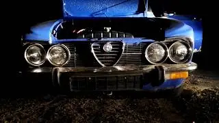 Alfa Romeo Giulia Super Nuova 1600, no exhaust, first start after engine rebuild.
