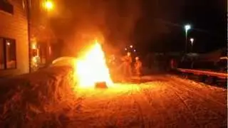 FIRE! snowmobile on fire in paradise!