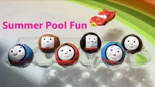 Thomas and Friends Toy Trains Disney Cars McQueen Egg Surprise Summer Pool
