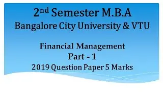 MBA 2nd Semester - Financial Management - Cost of Capital PART 1 - By Srinath Sir