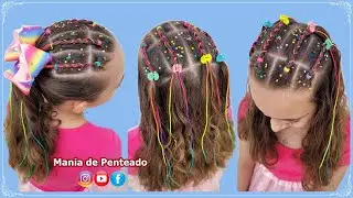 Penteado para Carnaval Fácil com Tranças e Fio Acetinado 🎉 |  Easy Hairstyle with Braids for Girls 😍