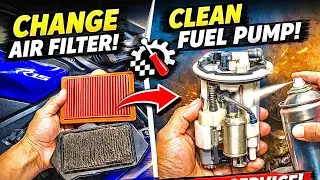 How to Clean Fuel Pump Of R15v3 At Home || Air filter Change  #r15v3 #fuelpump #yamaha