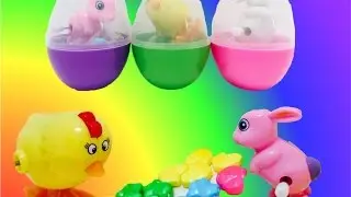 EASTER EGG Suprise Wind Up Rabbit Chicken and Candy Opening