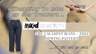 Making pants for the first time  (with a  free  pattern  and thrifted  fabric)