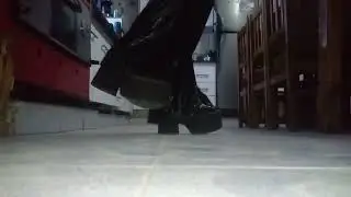 walking chunky platform heels boots and snake bell bottom
