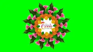 onam special rangoli green screen with wishes text