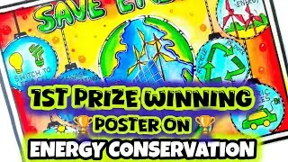 How to draw save energy poster chart drawing for competition ( very easy) step by step