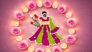 🌸 फुलांच्या साजात नववर्षाचे स्वागत करणारी सुंदर मुलगी 🌸 #नववर्षरांगोळी 