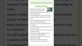 Essay on The history of Pakistan's independence#historyofpakistan #14august#pakistan#independenceday