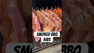 BBQ Ribs smoked on fully fabricated offset smoker and rib racks #bbq #smoker #food #ribs #fabricate