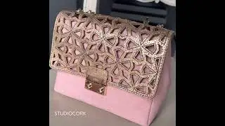 Peach Cork Crossbody Bag Gold Texture Flap - StudioCork