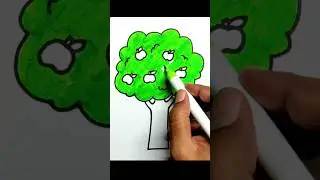 Apple tree drawing super easy #shorts #shortvideo #treedrawingeasy