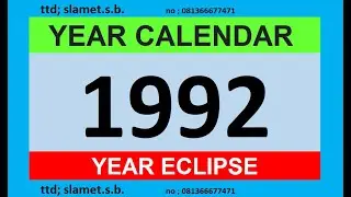 1992 calendar + map of solar and lunar eclipses in the world