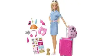 Barbie Doll and Travel Set with Puppy, Luggage & 10+ Accessories, Multicolor
