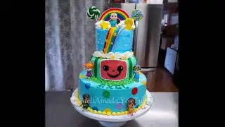 decoración pastel Cocomelon | pastel para 80 personas 12