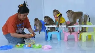Little Kako Luna Olly And Pi Waiting Eats Fruits
