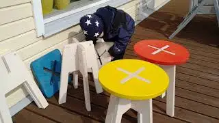Plywood stools assembled by 4 year old kid  - 123  FURNITURE