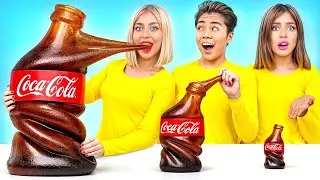 Reto de comida grande, mediana y pequeña | Trucos para tartas de chocolate del Turbo Team