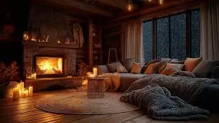 Thunderstorm, Heavy Rain & Fireplace Crackling &ndash; Perfect Night Ambience for Relaxation 🌧️🌩️🔥