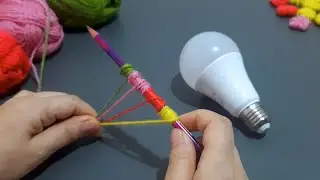 Craft ideas for reusing old light bulbs from waste and wool yarn 💡 #DIY #ShortVideos #Handicrafts